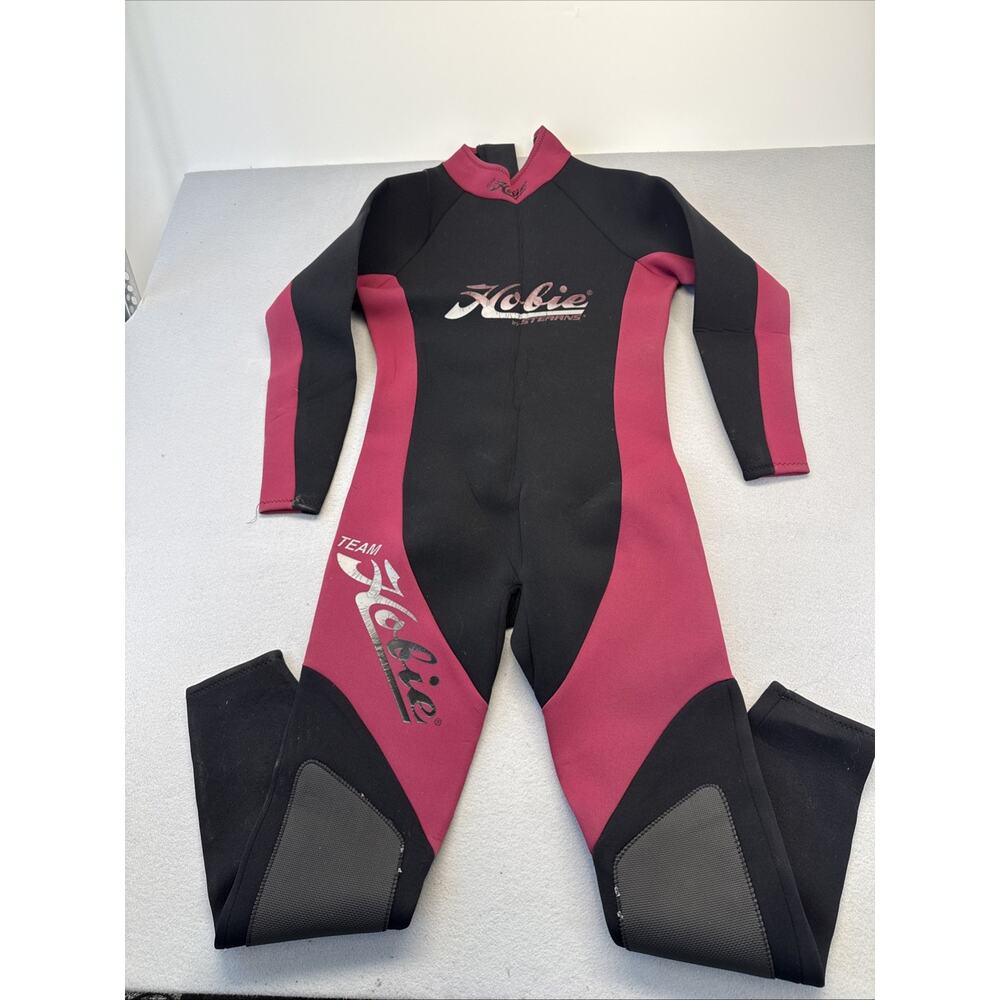 Hobie Wetsuit Mens Large Full Suit Black Pink Neoprene Surf Dive 3/2 Back Zip